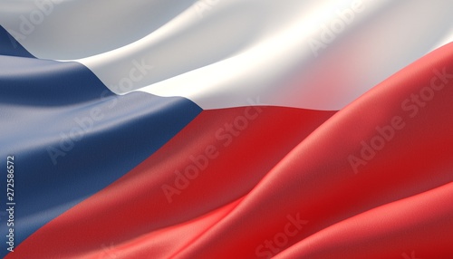 Obraz na plátně Waved highly detailed close-up flag of Czech Republic