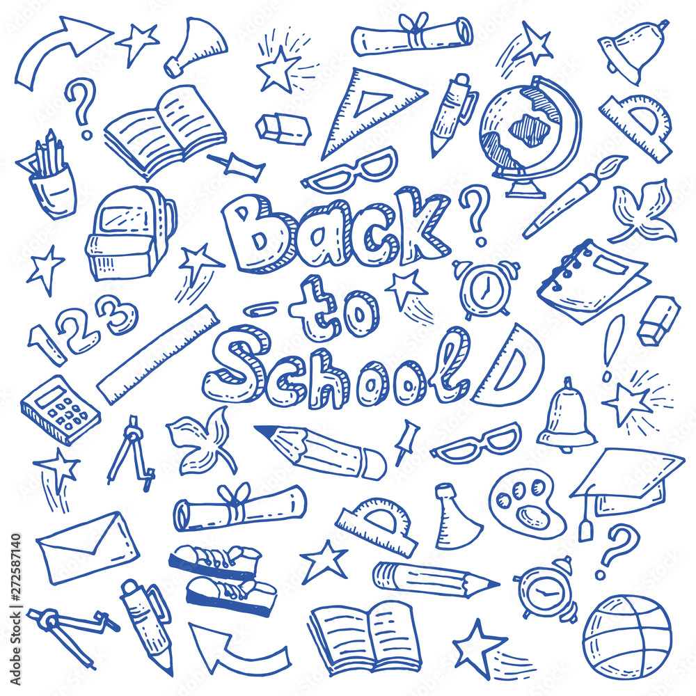 doodle back to school icon set