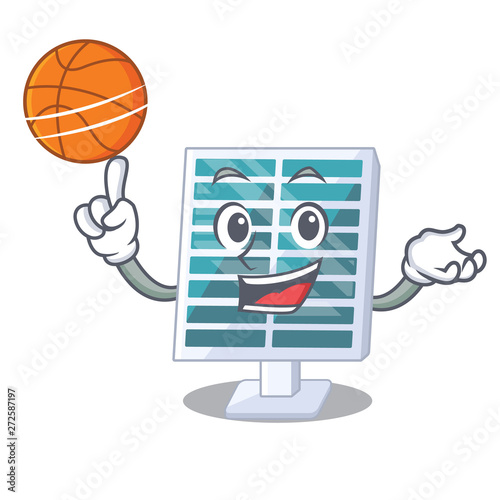 With basketball solar penels isolated in the cartoon