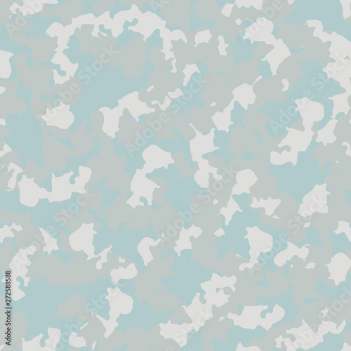 Winter camouflage of various shades of grey, blue and white colors