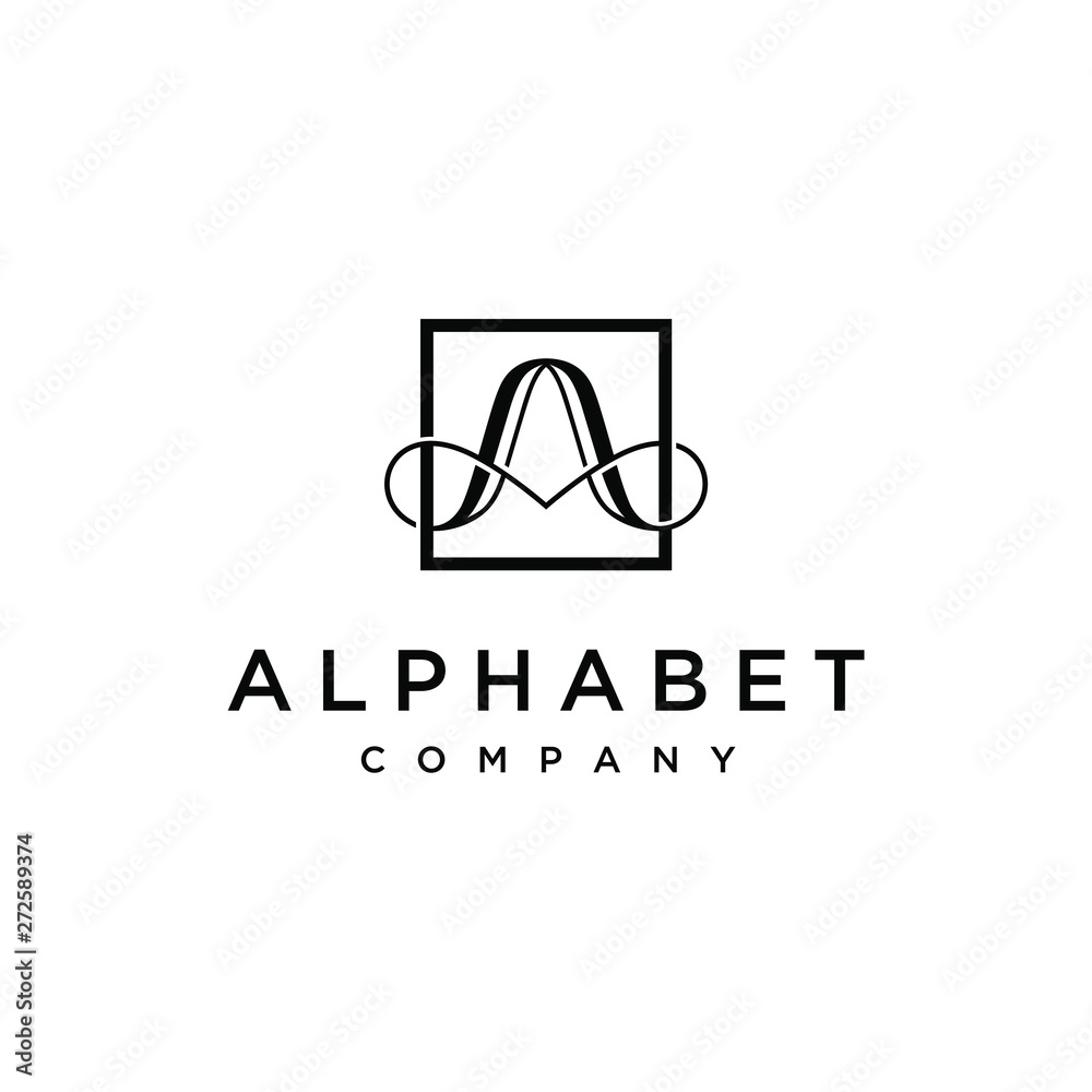 Square line logo with letter A design inspiration Square line logo with letter A design inspiration