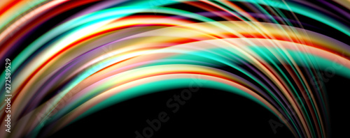 Fluid color rainbow style wave abstract background  techno modern design on black