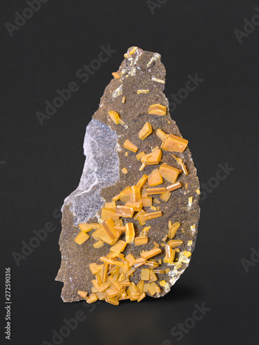 Wulfenite crystals from Ojuela mine, Maprimi, Durango, Mexico. A lead molybdate mineral. photo