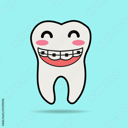 tooth wear brace on the blue background