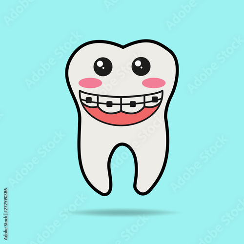 tooth wear brace on the blue background