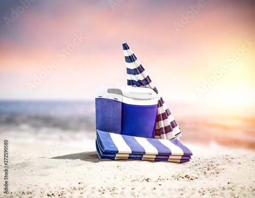 Summer background of beach with sunset time. Free space for your decoration and hot day. 