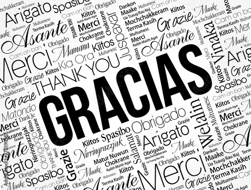 Gracias (Thank You in Spanish) word cloud in different languages