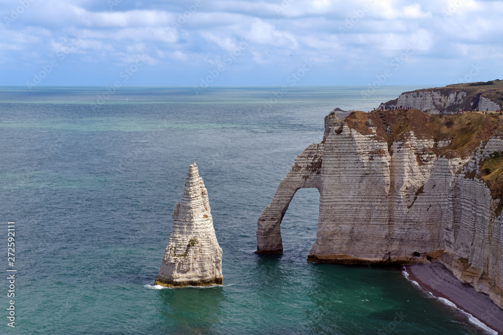white cliffs and  natural rock arche of Etretat