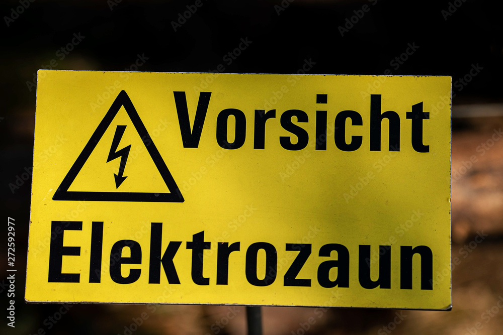 warning sign caution electric fence