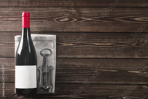 wine bottle and corkscrew. copy space. © tarasov_vl