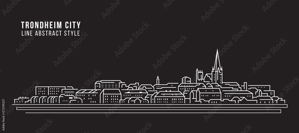 Cityscape Building Line art Vector Illustration design - Trondheim city