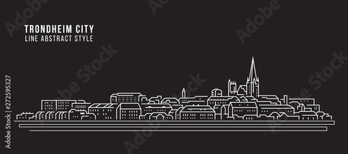 Cityscape Building Line art Vector Illustration design - Trondheim city photo