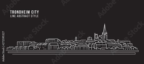 Cityscape Building Line art Vector Illustration design - Trondheim city