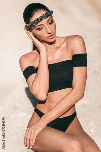 Girl in sand. Summer