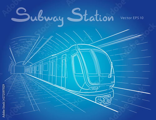 Hand drawn sketch of subway station illustration