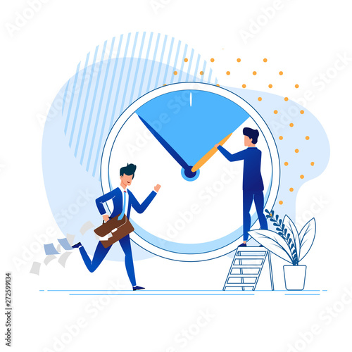 Flat Office Situation Rush Vector Illustration.