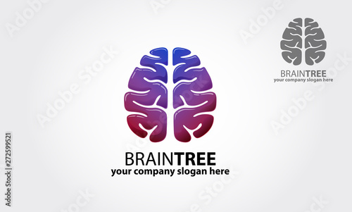 Brain Tree Vector Logo Template. Logo of a stylized tree made with brain. Excellent logo,simple and unique.