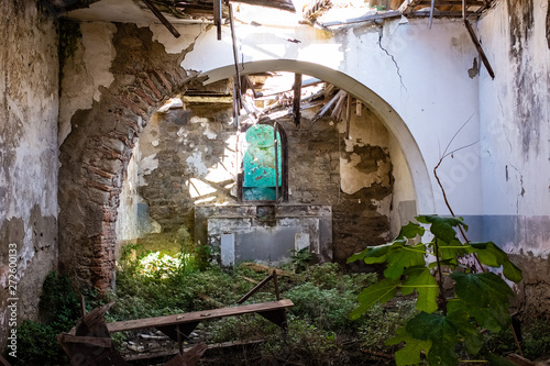 Abandoned church. A glimpse of ghost town Alianello. Matera province, Italy photo