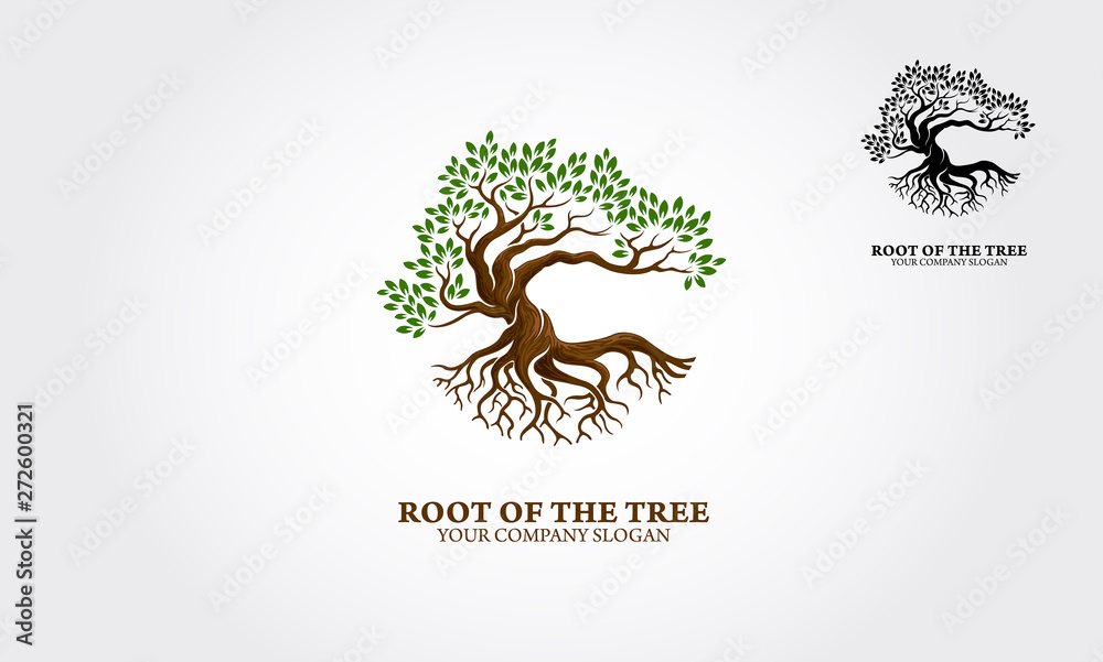 Root of the Tree logo illustrating a tree roots, branches. Excellent logo  template for landscape, gardening, business or in numerous fields related  to nature. Stock Vector | Adobe Stock