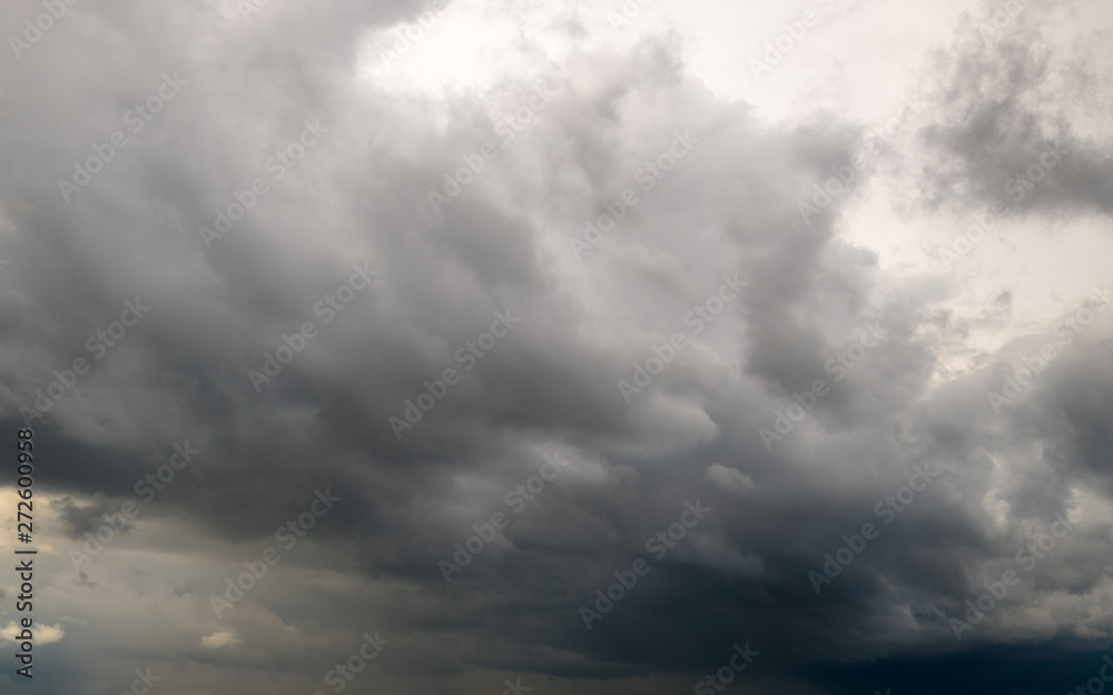 Background of dark storm clouds before a thunder-storm. Nature b