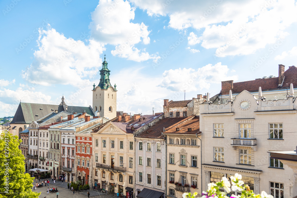 Obraz premium Lviv panoramic view from 36 Po restaurant