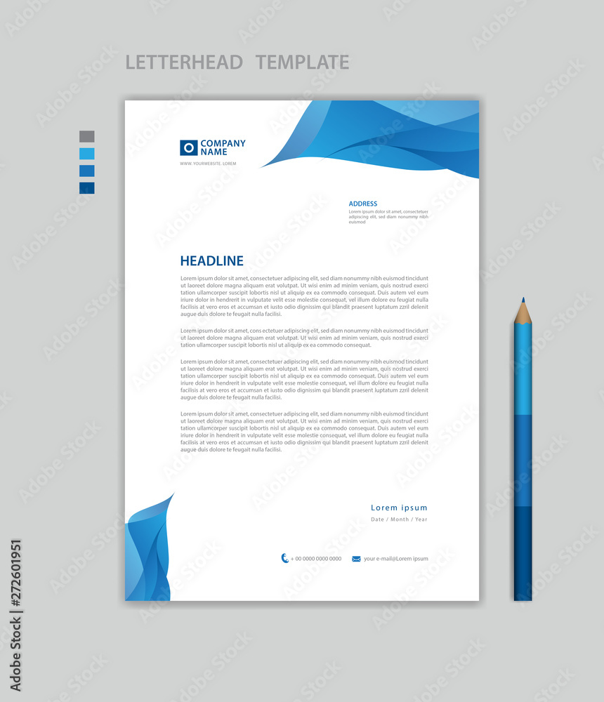 Letterhead template vector, minimalist style, printing design, business advertisement layout, Blue concept background Letterhead template vector, minimalist style, printing design, business advertisement layout, Blue concept background