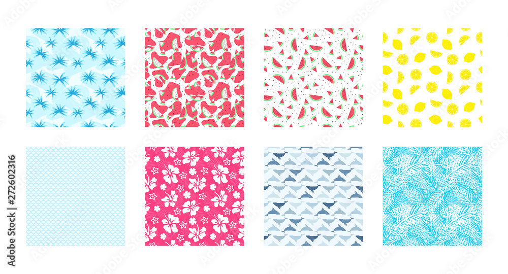 Summer Seamless Pattern Background set pack