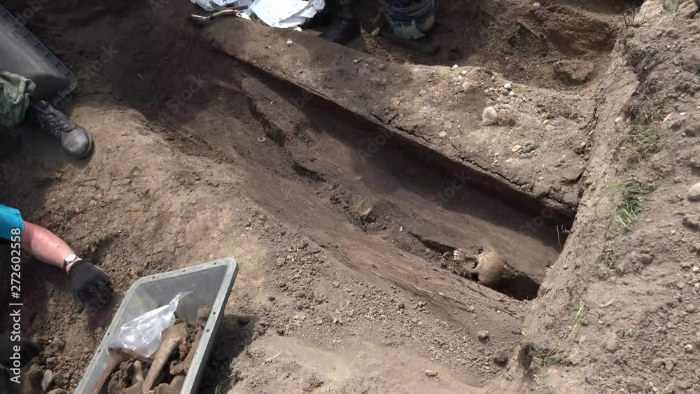 Exhumation is the act of digging up, especially a corpse. This is most