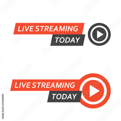 Live streaming logo - play button for online broadcasting, live stream icon