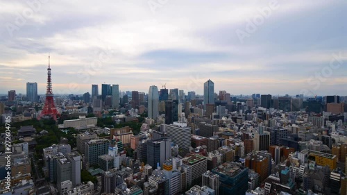 Tokyo tower urban public square in Shiba Koen district of Minato, time lapse shot photo