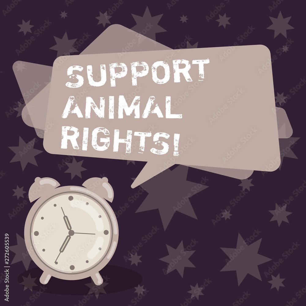 Handwriting text writing Support Animal Rights. Concept meaning protection and proper treatment of all animals Blank Rectangular Color Speech Bubble Overlay and Analog Alarm Clock Stock Illustration | Adobe Stock Handwriting text writing Support Animal Rights. Concept meaning protection and proper treatment of all animals Blank Rectangular Color Speech Bubble Overlay and Analog Alarm Clock Stock Illustration | Adobe Stock