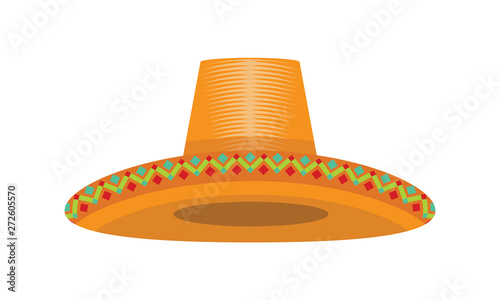 Mexican Cinco de Mayo hat with mexican texture for your design. Vector illustration.