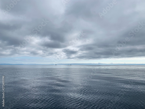 Ussuri Bay of Japanese sea before the rain. Russia, Vladivostok