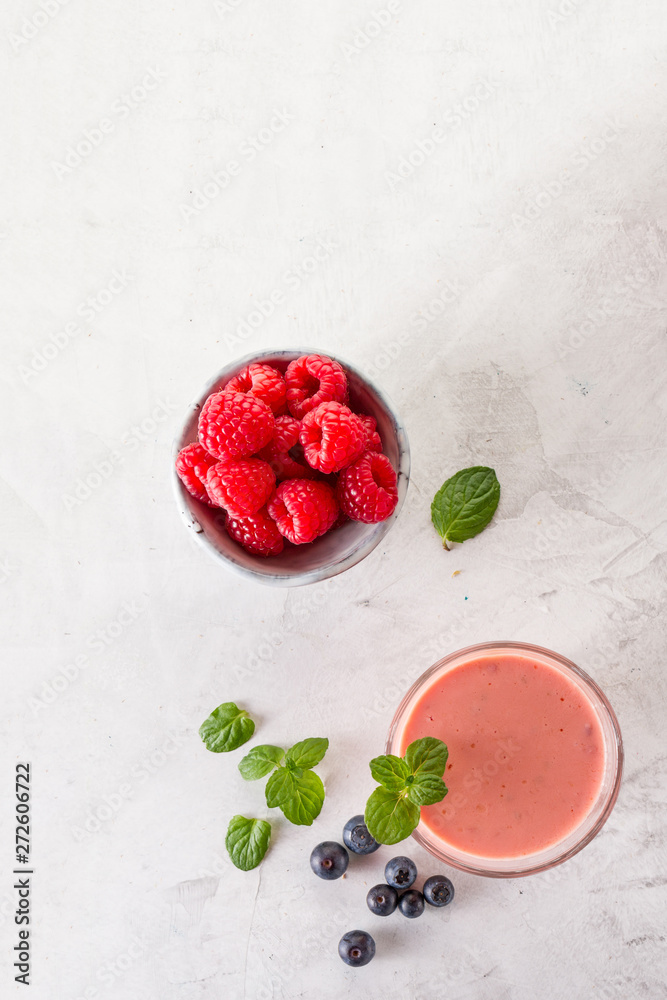 Red smoothie with raspberries Red smoothie with raspberries