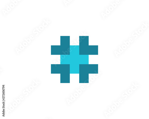 Hashtag symbol cross plus medical logo icon design template elements