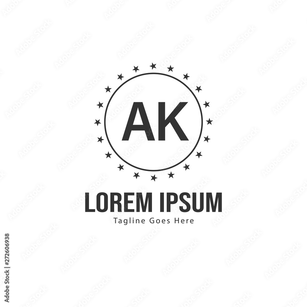 Obraz premium AK Letter Logo Design. Creative Modern AK Letters Icon Illustration