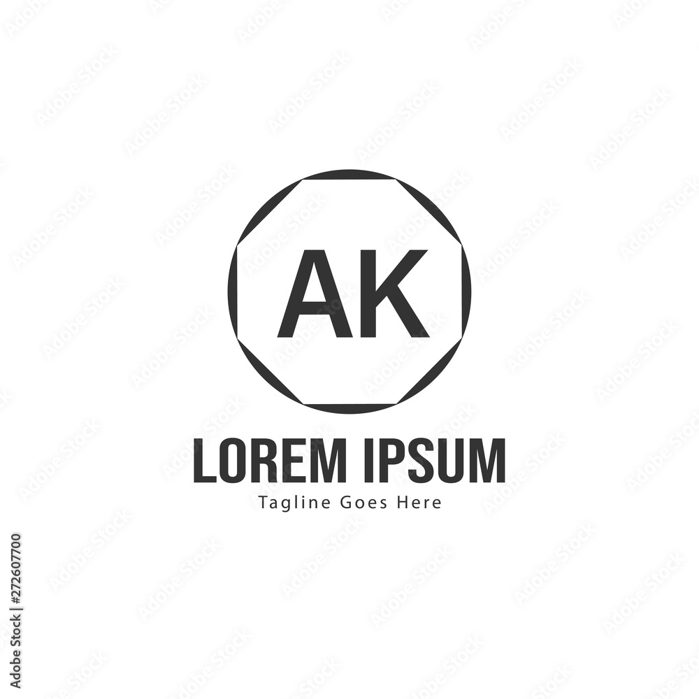 Obraz premium AK Letter Logo Design. Creative Modern AK Letters Icon Illustration