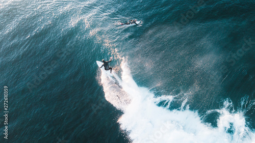 Photography Aerial View of Waves and Surfers and Beach Landscape of Bells Beach Along the Gr