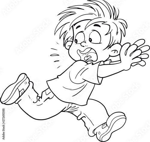 run away boy cartoon vector