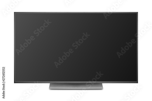 TV 4K flat screen lcd or oled, plasma realistic illustration, Black blank HD monitor mockup with clipping path