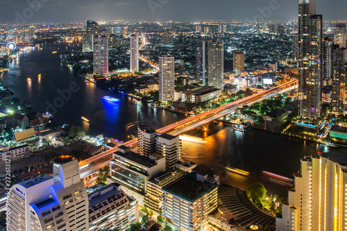 night view of the modern city of Bangkok in Thailand
