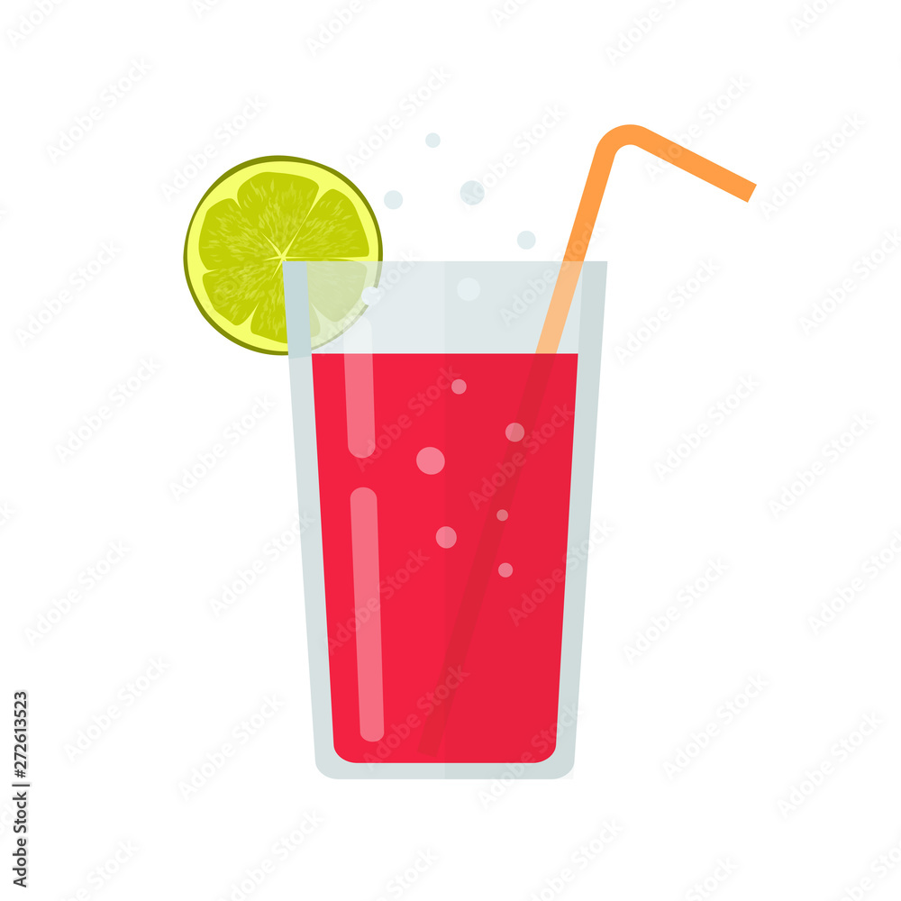 Fresh drink glass of smoothie or diet beverage cocktail vector illustration in flat cartoon design isolated clipart Fresh drink glass of smoothie or diet beverage cocktail vector illustration in flat cartoon design isolated clipart