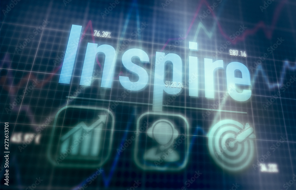 Inspire concept on a blue dot matrix computer display. Inspire concept on a blue dot matrix computer display.