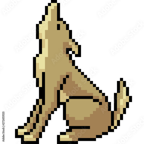 vector pixel art dog howl