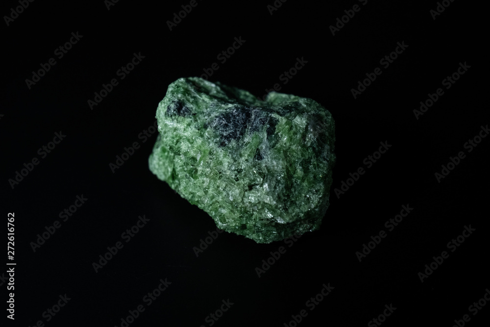 Green Actinolite Mineral on Black Green Actinolite Mineral on Black