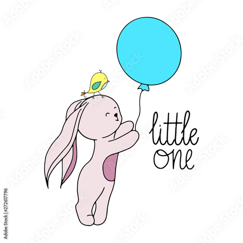 Funny cute vector bunny in cartoon styl