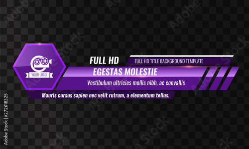 Unique Video headline title or lower third template. Vector illustration - Purple color