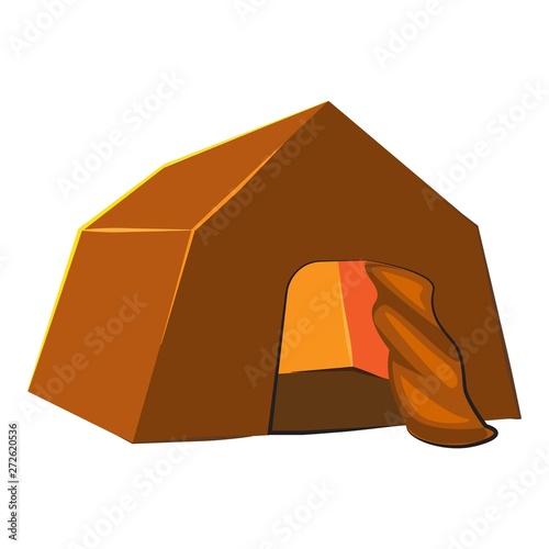 Hiking tent icon. Cartoon of hiking tent vector icon for web design isolated on white background
