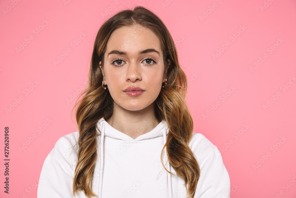 Close up image of pretty woman wearing in casual clothes Close up image of pretty woman wearing in casual clothes
