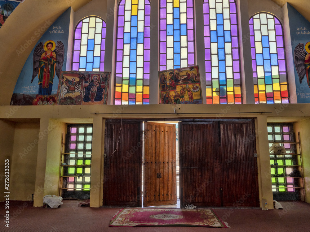 AXUM, ETHIOPIA, APRIL 27th.2019 ,Interior of the Church of Our Lady of Zion April 27th. 2019,Axum,  Ethiopia,